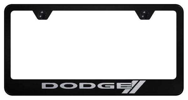 Dodge Dodge Stripes Black Laser Etched Standard License Frame - LF.DODS.EB