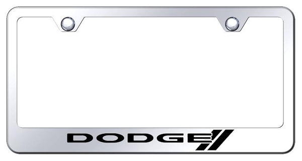 Dodge Dodge Stripe Chrome Laser Etched Standard License Frame - LF.DODS.EC