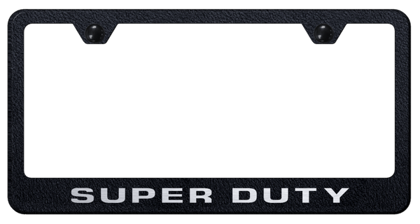 Ford Super Duty Stainless Steel Frame - Laser Etched Rugged Black License Plate Frame - LF.DTY.ERB