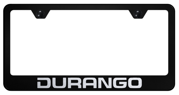 Dodge Durango Stainless Steel Frame - Laser Etched Black License Plate Frame - LF.DUR.EB