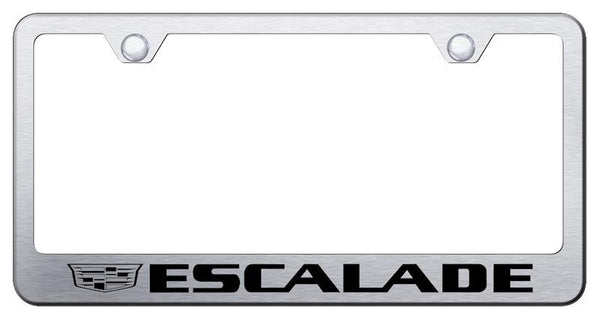 Cadillac Escalade Brushed Stainless Steel Laser Etched Standard License Frame - LF.ESA3.ES