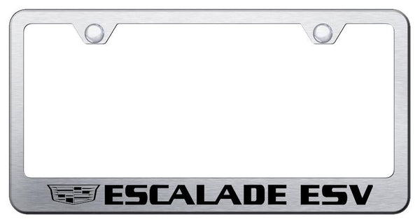 Cadillac ESV Brushed Stainless Steel Laser Etched Standard License Frame - LF.ESV3.ES