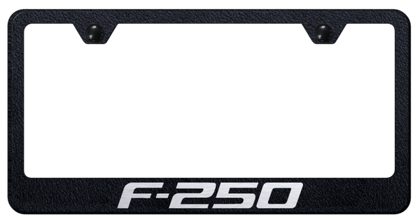 Ford F-250 Stainless Steel Frame - Laser Etched Rugged Black License Plate Frame - LF.F25.ERB