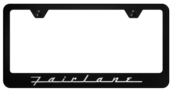 Ford Fairlane Stainless Steel Frame - Laser Etched Black License Plate Frame - LF.FAI.EB