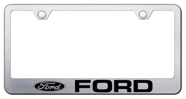 Ford Ford Brushed Stainless Steel Laser Etched Standard License Frame - LF.FOR.ES