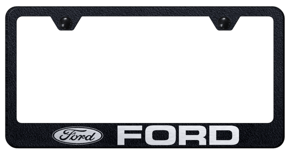 Ford Ford Stainless Steel Frame - Laser Etched Rugged Black License Plate Frame - LF.FOR.ERB