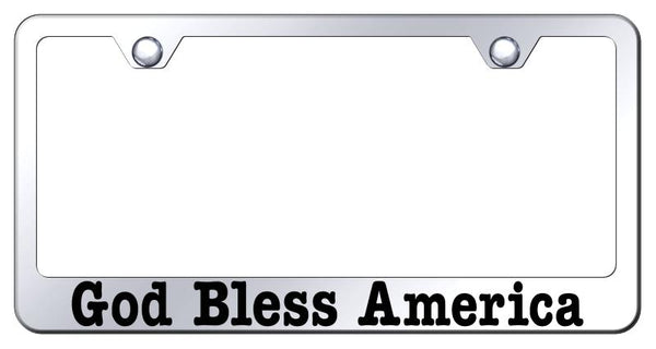 God Bless American Chrome Laser Etched Standard License Frame - LF.GBA.EC