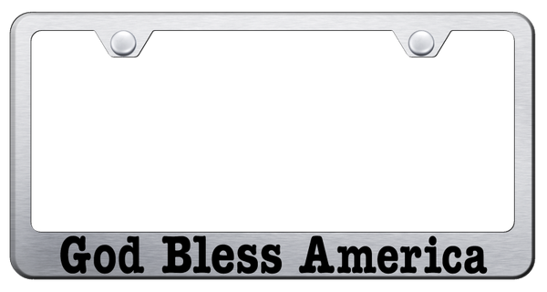 God Bless America Stainless Steel Frame - Etched Brushed License Plate Frame - LF.GBA.ES