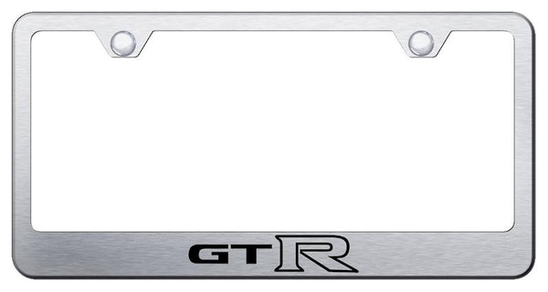 Nissan GTR Brushed Stainless Steel Laser Etched Standard License Frame - LF.GTR.ES