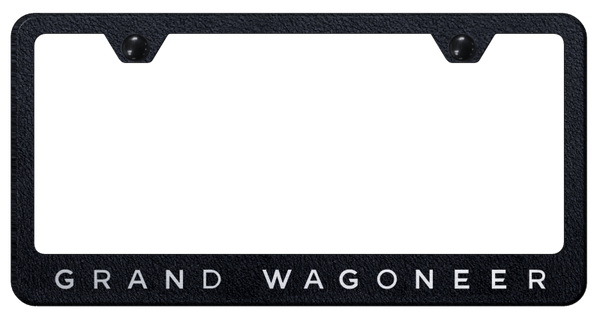 Jeep Grand Wagoneer Stainless Steel Frame - Etched Rugged Black License Plate Frame - LF.GWAG.ERB