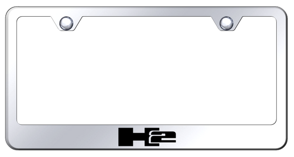 Hummer H2 Logo Stainless Steel Frame - Laser Etched Mirrored License Plate Frame - LF.H2L.EC