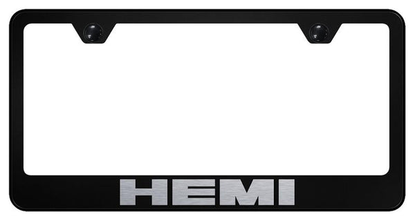 Dodge/Chrysler Hemi Black Laser Etched Standard License Frame - LF.HEM.EB