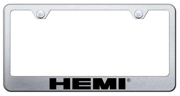 Mopar Hemi Stainless Steel Frame - Laser Etched Brushed License Plate Frame - LF.HEM.ES