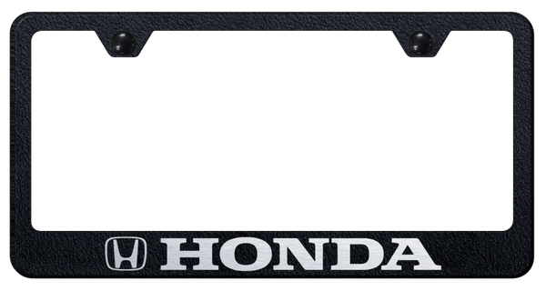 Honda Honda Stainless Steel Frame - Laser Etched Rugged Black License Plate Frame - LF.HON.ERB