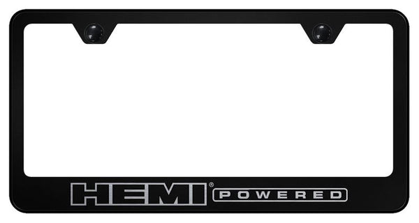 Dodge/Chrysler Hemi Powered Black Laser Etched Standard License Frame - LF.HPOWL.EB