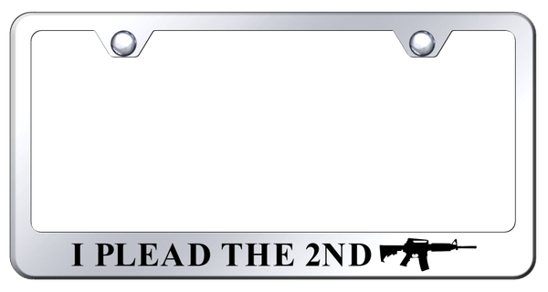 I Plead the Second Stainless Steel Frame - Etched Mirrored License Plate Frame - LF.IPT2.EC