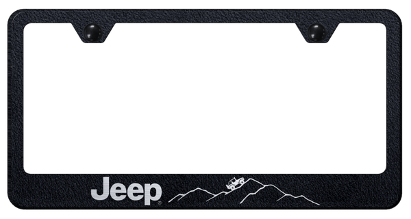 Jeep Jeep Mountain Stainless Steel Frame - Etched Rugged Black License Plate Frame - LF.JEEM.ERB