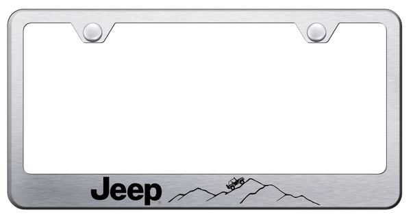 Jeep Jeep Mountain Stainless Steel Frame - Laser Etched Brushed License Plate Frame - LF.JEEM.ES