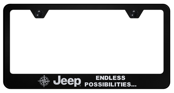 Jeep Jeep Endless Stainless Steel Frame - Laser Etched Black License Plate Frame - LF.JEEPE.EB