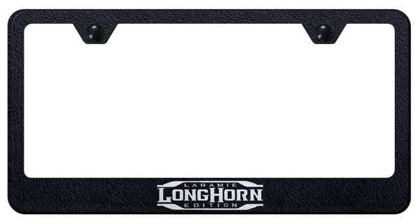 RAM Longhorn Laramie Stainless Steel Frame - Etched Rugged Black License Plate Frame - LF.LNGH3.ERB