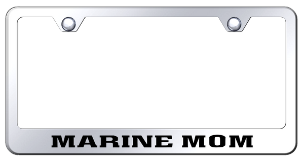 Marine Mom Stainless Steel Frame - Laser Etched Mirrored License Plate Frame - LF.MARM.EC