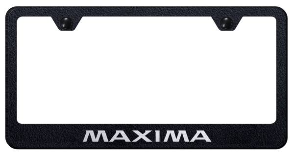 Nissan Maxima Stainless Steel Frame - Laser Etched Rugged Black License Plate Frame - LF.MAX.ERB