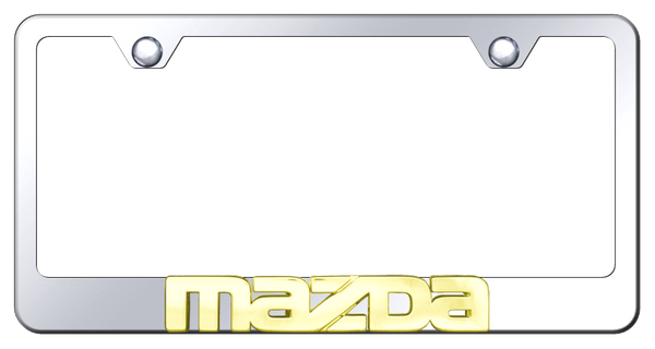 Mazda Mazda OEM Stainless Steel Frame - Gold on Mirrored License Plate Frame - LF.MAZ.GC