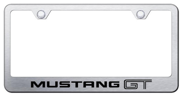 Ford Mustang GT Brushed Stainless Steel Laser Etched Standard License Frame - LF.MGT.ES