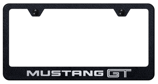 Mustang Mustang GT Stainless Steel Frame - Laser Etched Rugged Black License Plate Frame - LF.MGT.ERB