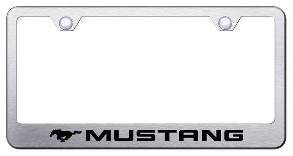 Ford Mustang Brushed Stainless Steel Laser Etched Standard License Frame - LF.MUS.ES