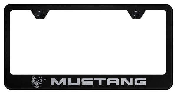 Ford Mustang 45th Anniversary Black Laser Etched Standard License Frame - LF.MUS45.EB