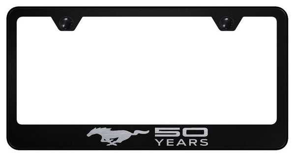 Ford Mustang 50 Years Black Laser Etched Standard License Frame - LF.MUS5Y.EB