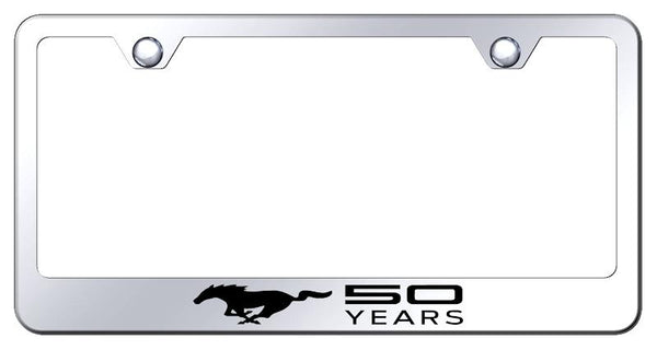 Ford Mustang 50 Years Chrome Laser Etched Standard License Frame - LF.MUS5Y.EC