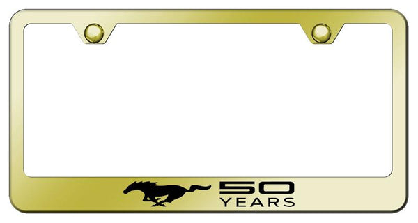 Ford Mustang 50 Years Gold Laser Etched Standard License Frame - LF.MUS5Y.EG