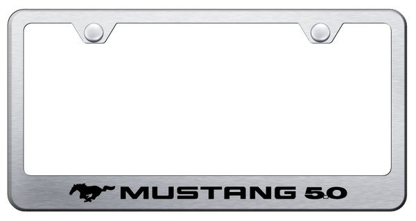 Mustang Mustang 5.0 Stainless Steel Frame - Laser Etched Brushed License Plate Frame - LF.MUS5.ES