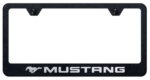 Mustang Mustang Stainless Steel Frame - Laser Etched Rugged Black License Plate Frame - LF.MUS.ERB