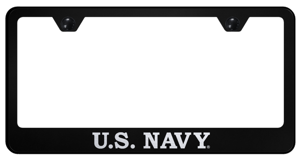 U.S. Navy Stainless Steel Frame - Laser Etched Black License Plate Frame - LF.NAVY.EB