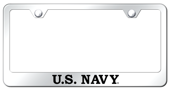 U.S. Navy Stainless Steel Frame - Laser Etched Mirrored License Plate Frame - LF.NAVY.EC