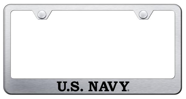 U.S. Navy Stainless Steel Frame - Laser Etched Brushed License Plate Frame - LF.NAVY.ES