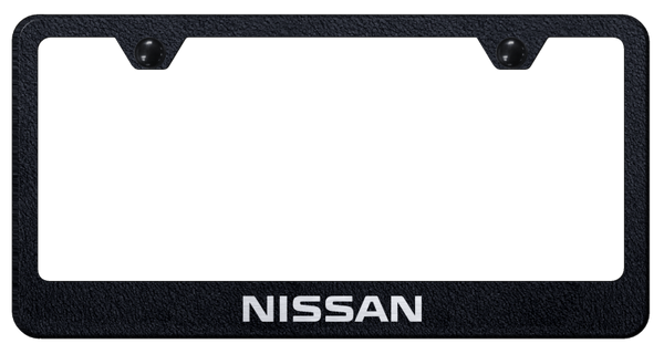 Nissan Nissan Stainless Steel Frame - Laser Etched Rugged Black License Plate Frame - LF.NIS.ERB