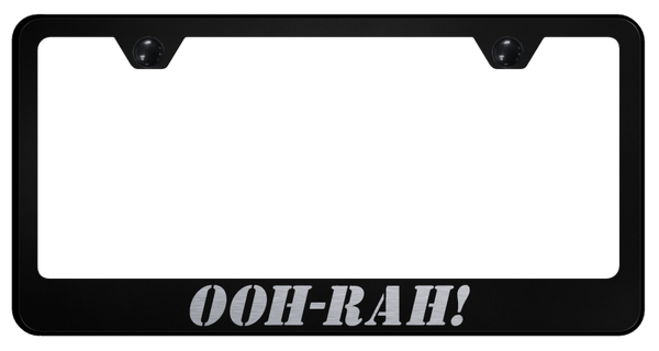 OOH-RAH! Stainless Steel Frame - Laser Etched Black License Plate Frame - LF.OOH.EB