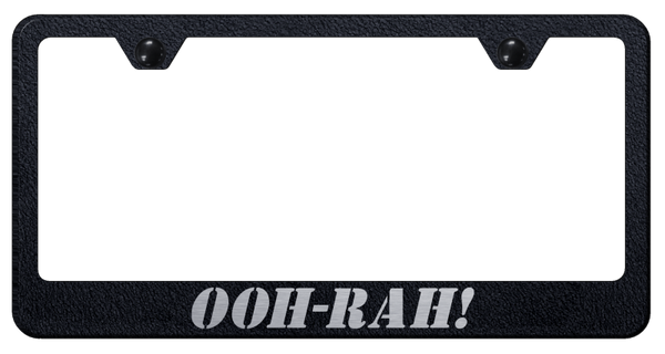 OOH-RAH! Stainless Steel Frame - Laser Etched Rugged Black License Plate Frame - LF.OOH.ERB