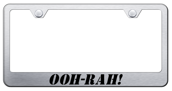 OOH-RAH! Stainless Steel Frame - Laser Etched Brushed License Plate Frame - LF.OOH.ES