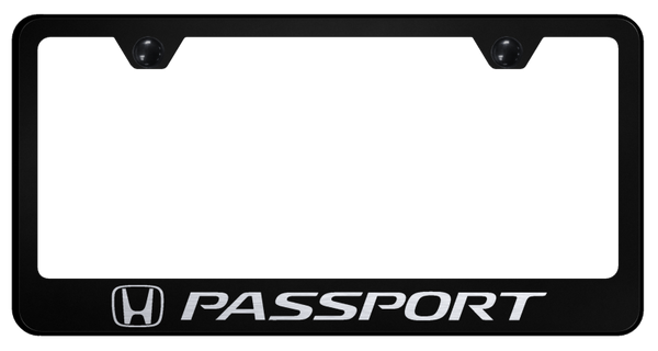 Honda Passport Stainless Steel Frame - Laser Etched Black License Plate Frame - LF.PAS.EB