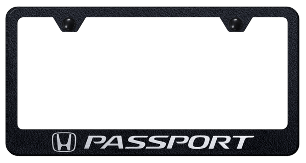 Honda Passport Stainless Steel Frame - Laser Etched Rugged Black License Plate Frame - LF.PAS.ERB