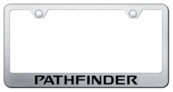 Nissan Pathfinder Brushed Stainless Steel Laser Etched Standard License Frame - LF.PAT.ES