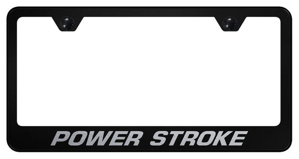 Ford Powerstroke Black Laser Etched Standard License Frame - LF.PWR.EB