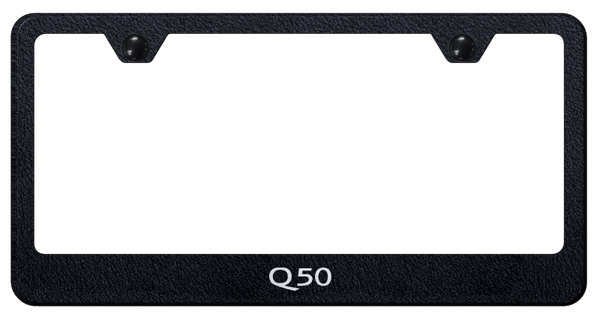 Infiniti Q50 Stainless Steel Frame - Laser Etched Rugged Black License Plate Frame - LF.Q50.ERB