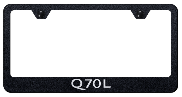 Infiniti Q70L Stainless Steel Frame - Laser Etched Rugged Black License Plate Frame - LF.Q70L.ERB