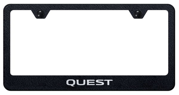 Nissan Quest Stainless Steel Frame - Laser Etched Rugged Black License Plate Frame - LF.QUE.ERB